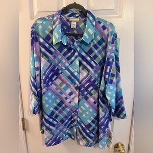 Alfred Dunner Multicolor Plaid Women's Top